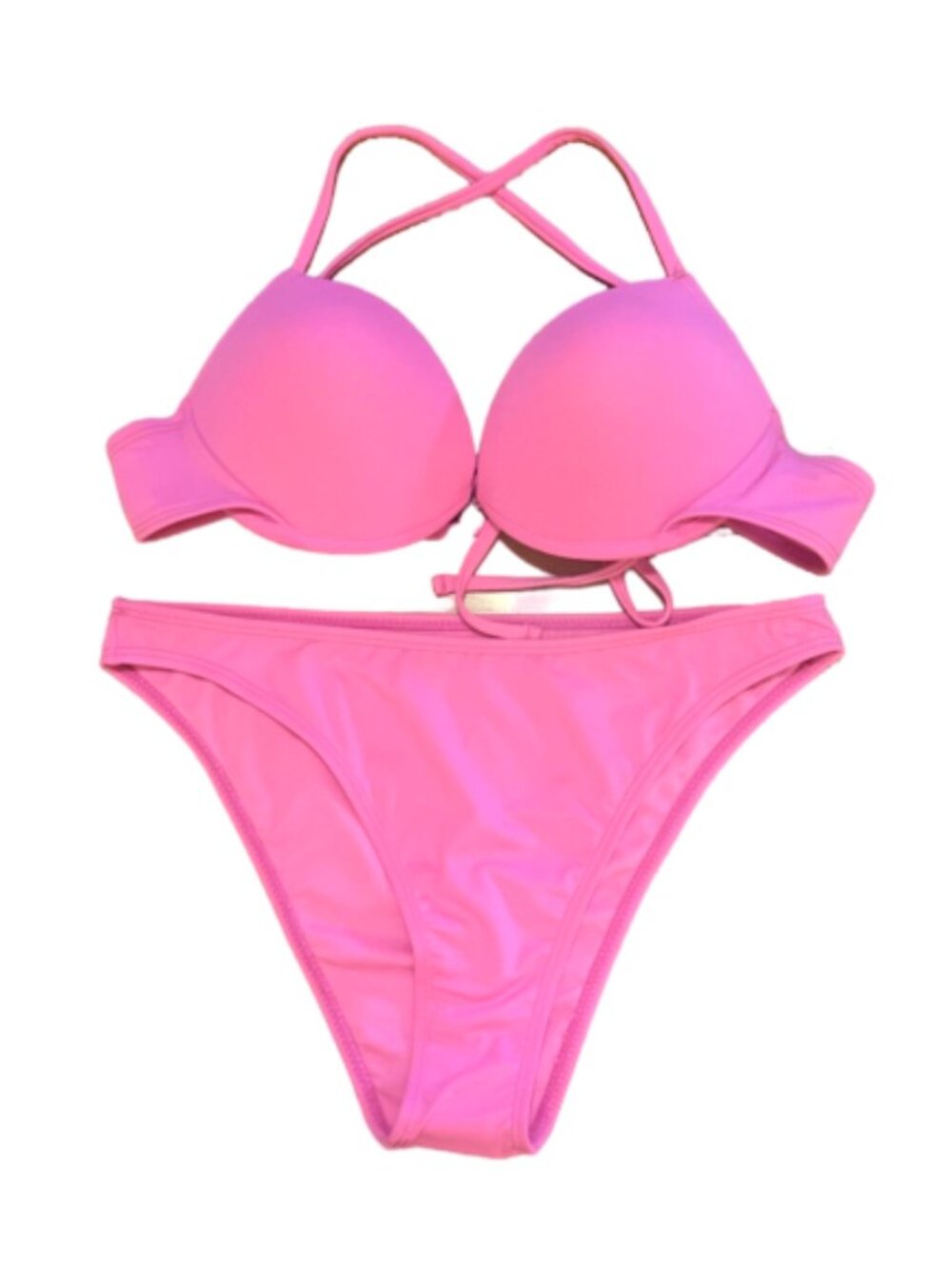 Juicy Couture Swimsuit 2-pc Puch Up Bikini Set with Charm Large Magenta